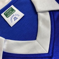 Jersey Sepak Bola Pria Biru 100% Poliester Kerah Klasik Anti Lembab Cetak DLP Kustom Pabrik OEM Grosir Brighton 1980