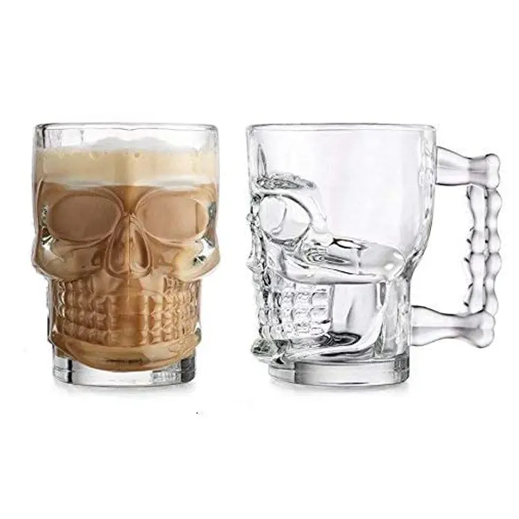 Taza de cristal con diseño personalizado, 16oz, cerveza, Cráneo, venta al por mayor