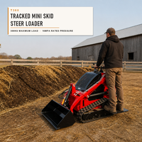 Mini Skid Steer Loader T360 dengan Track Karet, 941kg, Compact Track Loader, Bucket 0.1M3, EPA EURO5 untuk Pekerjaan Tanah