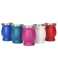 Tasse à gourde Yerba Mate 8oz en acier inoxydable à double paroi avec logo personnalisé et tasse à thé en calebasse avec paille Bombilla