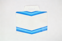 Sac à fermeture éclair en PVC transparent en gros, avec logo personnalisé, étanche, pour maquillage, cosmétiques et articles de toilette, avec bande bleue