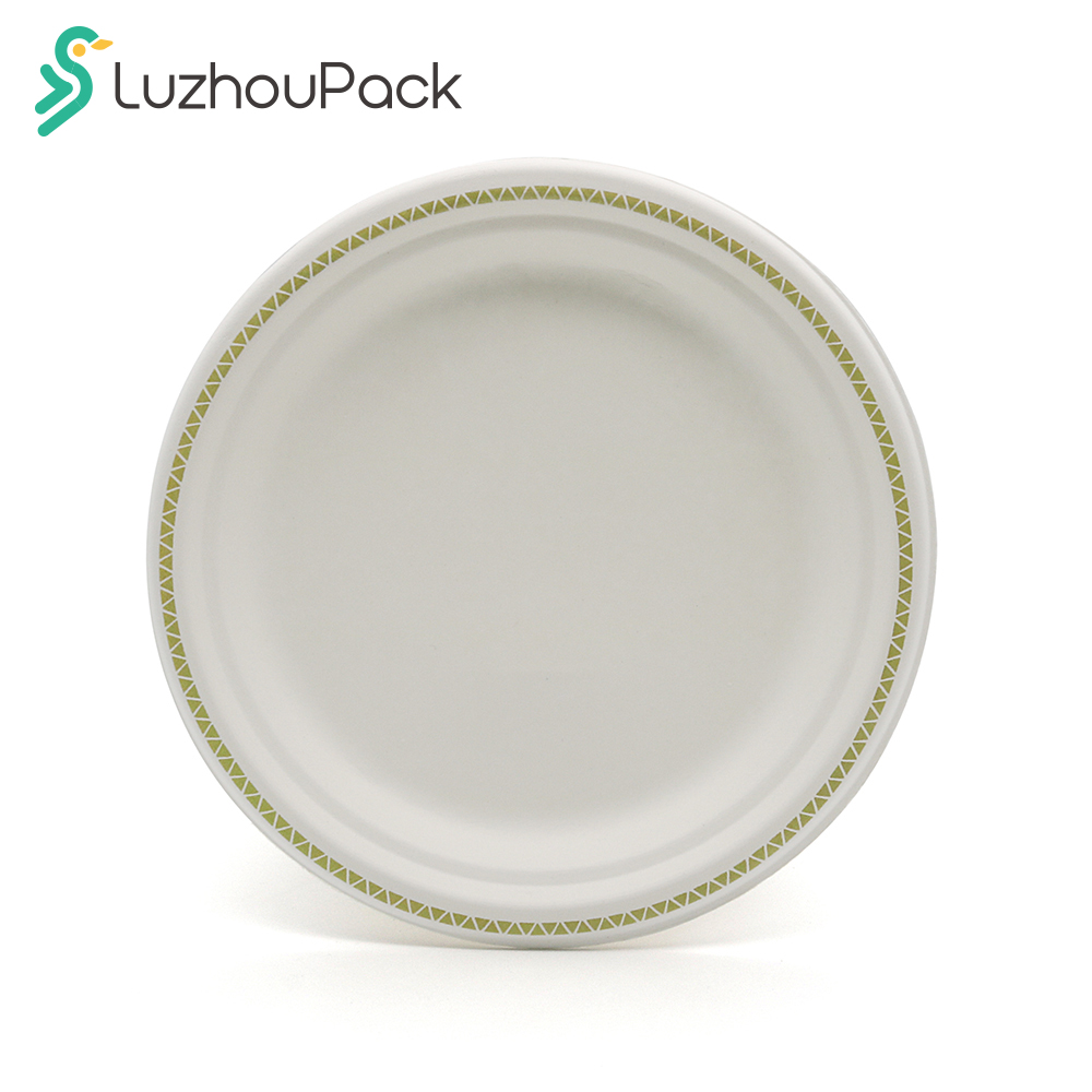 LuzhouPack Customized logo Biodegradable Sugarcane Bagasse Pulp Disposable Serving Plates Dinner Paper Plates and Bowls