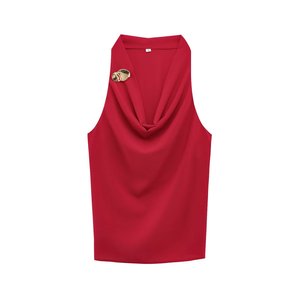 SHENZHU Femme 2025 Nouvelle Collection Débardeurs Dorés Incrustés Style Vintage Sans Manches Chic - Product Image 1