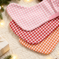 Chaussette de Noël en velours polyester à carreaux teints, style nordique transfrontalier, inspirée d'Instagram, avec nœud décoratif pour Noël