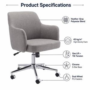 ALINUNU Chaise de bureau pivotante moderne en tissu, design tonneau, avec accoudoirs intégrés, vente en gros - Product Image 2
