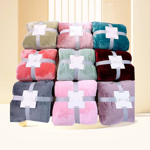 Hot Sales Super Soft Dyed <b>Flannel</b> Fleece Polyester Modern Solid Color Design Striped All-Season Portable Throw Plush Blanket - Product Image 1
