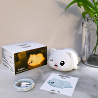 Lampe d'ambiance chat Kawaii, lampe animale mignonne, alimentée par USB, rechargeable, décoration de chambre, lampe LED en silicone pour bébé, enfant, crèche