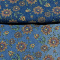 Tissu denim écologique botanique à imprimé floral réactif, couleur indigo résistante, base personnalisée, 300M, faible MOQ, pour robes de filles et femmes