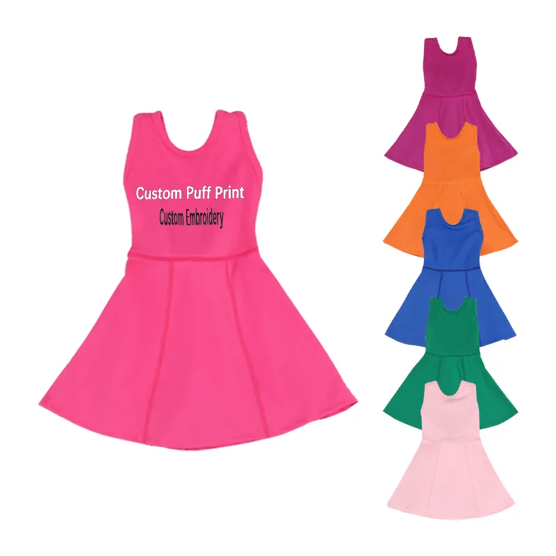 짧은 소매 아기 운동복 소녀 다채로운 운동복 어린이 요가 드레스 핫 세일 여름 어린이 소프트 솔리드 인쇄