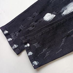 <span class=keywords><strong>Pantaloni</strong></span> in Denim <span class=keywords><strong>Slim</strong></span> <span class=keywords><strong>Fit</strong></span> da <span class=keywords><strong>Uomo</strong></span> con Graffiti Dipinti a Mano, Sfumatura Nero-Bianco con Schizzi di Vernice, <span class=keywords><strong>Pantaloni</strong></span> Casual per Streetwear - Product Image 6