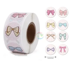 Stiker anak-anak kertas dasi kupu-kupu bulat kecil gaya baru gulungan label untuk hadiah untuk sekolah
