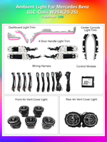 Kit d'éclairage d'ambiance intérieur LED 64 couleurs pour Mercedes Benz GLC-W254 2023-2026 - Accessoires de garniture d'ambiance
