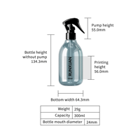 Flacon pulvérisateur de liquide pour lavage de vaisselle personnalisé de 500ml avec déclencheur en plastique PET 300ml Contenants de solutions de nettoyage transparents Flacon pulvérisateur