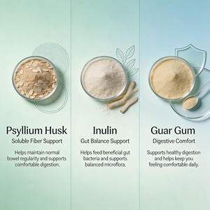 Poudre <span class=keywords><strong>de</strong></span> fibres prébiotiques OEM : Complexe <span class=keywords><strong>de</strong></span> Psyllium, Inuline et <span class=keywords><strong>Gomme</strong></span> <span class=keywords><strong>de</strong></span> <span class=keywords><strong>Guar</strong></span> 5g – Fibres Solubles pour la Santé Intestinale 500g – Fabricant - Product Image 3