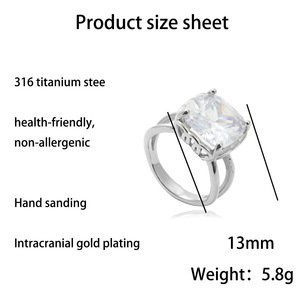 yunnique <b>Titanium</b> Steel Diamond <b>Ring</b> Prong Setting Women's Engagement <b>Ring</b> Size 27 - Product Image 2