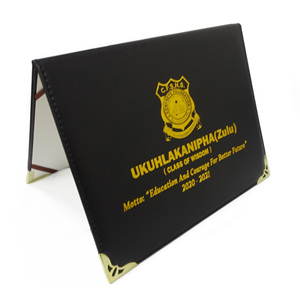 Porta Diplomas de Cuero Personalizado A4 para Graduación Escolar, Impresión en Dorado, Funda para Certificado, Cubierta para Documentos - Product Image 2