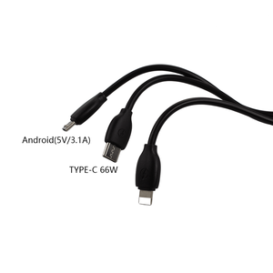 66W xe <span class=keywords><strong>MP3</strong></span> <span class=keywords><strong>Player</strong></span> một kéo Ba siêu nhanh sạc cáp sạc xe hơi với LED cầu vồng chiếu sáng - Product Image 3