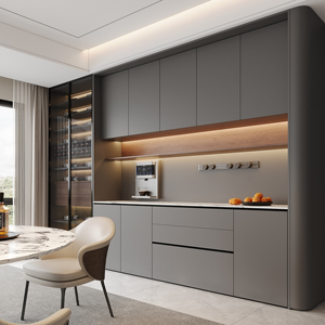 आधुनिक लक्जरी पैनल mdf लकड़ी साइडबोर्ड कैबिनेट घर रसोई लिविंग रूम होटल डाइनिंग रूम बार स्टोरेज फर्नीचर - Product Image 4