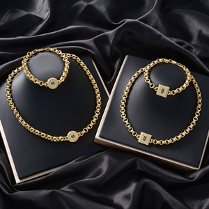 Chaîne fine et épaisse polie, maillons scintillants en cuivre et zircon, plaqué or 18 carats, pour femme, idéale pour mariage, fête, banquet, rendez-vous galant, ou comme cadeau. - Product Image 1