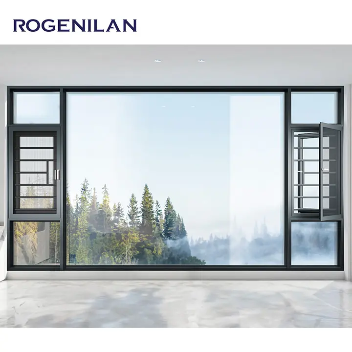 ROGENILAN 2023 Aluminum Clad Timber Glass Doors and Windows Aluminum-Clad Wood Door And Window For House