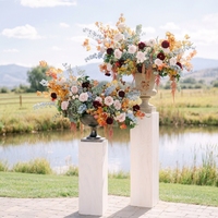 Décor floral artificiel doré pour centres de table de mariage d'automne, fleurs de fond pour banquets d'automne et décoration de table de mariage