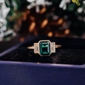 Trang Sức Moissanite Nhẫn Đá 3 Ý Nghĩa Vô Tận Nhẫn Moissanite Vàng 10K Ngọc Lục Bảo Trồng Trong Phòng Thí Nghiệm 2 Carat Để Kỷ Niệm - Product Image 3