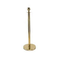 Nouveaux poteaux de délimitation en acier inoxydable à sommet rond New Star Gold, lot de 2 poteaux avec 1 corde en velours rouge de 79 pouces