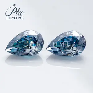 Đá Moissanite Lỏng Cắt Hình Quả Lê Màu Xanh Hoàng Gia VVS1 3*5Mm 2023 Đồ Trang Sức Mỹ Nhà Máy Giá Bán Buôn Moissanite