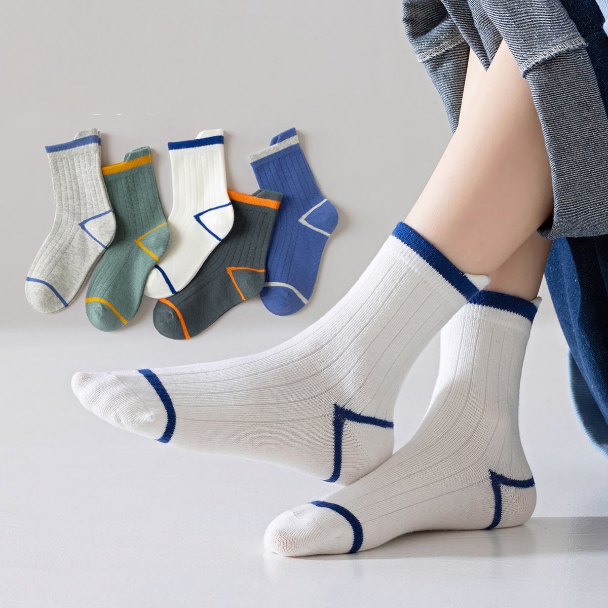 Boys Children Funny Designer Sports/Running/Athlete Striped/Classic Cotton Crew Unisex Kids Socks Wholesale