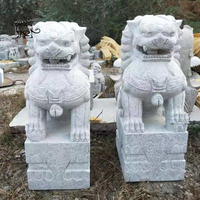 Gardien en argent chinois sculpté à la main Design classique extérieur pierre marbre Foo Fu chien Lions Statues Sculpture