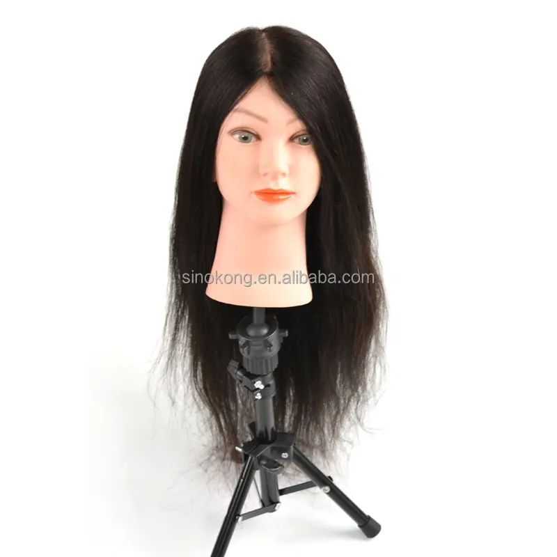 Wholesale 100% Natural Hair Barber Training Mannequin Head Hair Salon Equipment Cosmetology Supplies