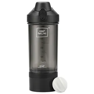 UZSPACE изготовленный на заказ высококачественный пластиковый смеситель BPA, бутылка для протеинового шейкера с коробкой для хранения порошка и шаром для встряхивания