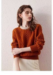 Pull en <span class=keywords><strong>laine</strong></span> de mouton épaisse <span class=keywords><strong>rose</strong></span> à blocs de couleur d'hiver ODM, 360g, tricoté à l'ordinateur, style normcore/minimaliste, col rond, manches longues, doux et chaud pour femmes - Product Image 5