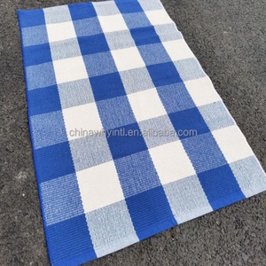 Indoor Outdoor Layered Black and White Checked Buffalo Plaid Rugs - Product Image 6