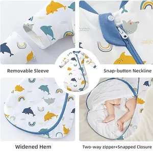 Weighted Sleep Sack Baby 100% Cotton Baby Sleep Bag With Removable Sleeves Wearable Blanket 2.5TOG