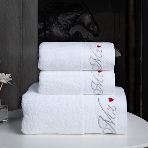 Ensemble de serviettes de bain <span class=keywords><strong>Super</strong></span> douces, 100% coton Standard, broderie de la saint-valentin, pour cadeau d'hôtel - Product Image 1