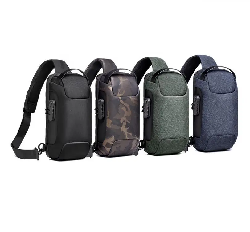 Men's waterproof USB Oxford Crossbody bag Anti-theft Shoulder Sling Bag Multifunction short Travel Messenger chest pack for male