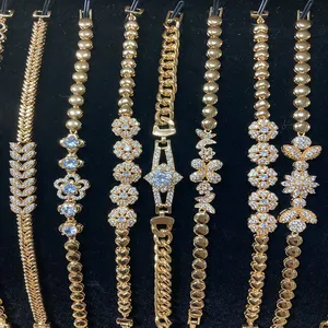 Dubai Modeschmuck Armband 18 Karat vergoldet Luxus Zirkon Armbänder für Frauen