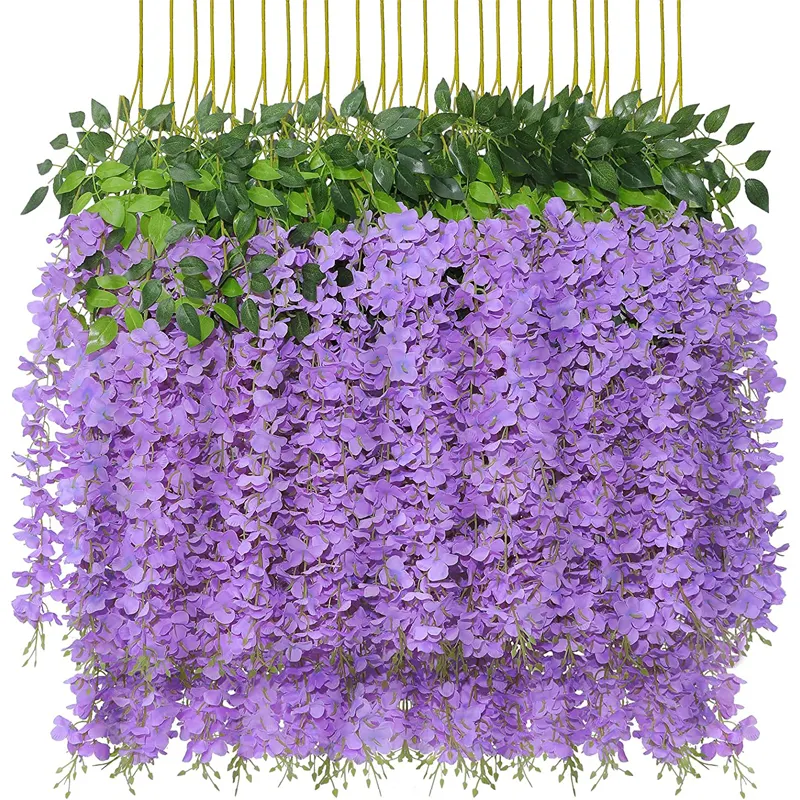 Factory Wedding Decoration White Wisteria Flowers Artificial Hanging Wisteria Vine Hanging Garland Plants Flowers