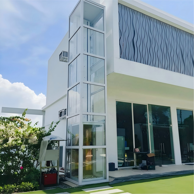 Customized Cabin 2- 6 Floors Home Elevator Lift Outdoor Hydraulic Residential Panoramic Elevator for House 4 Story Building