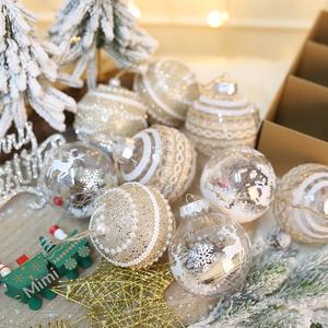 クリスマスボールペンダントハンギングオーナメントプラスチック8CM 9パックモダンシンプルデザインクリスマスツリーデコレーションホリデードレス - Product Image 1