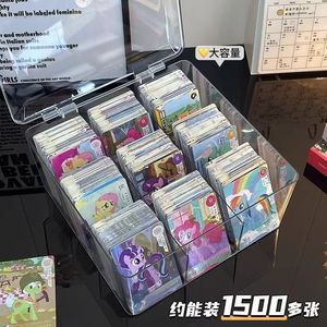 Transparent Card Storage Box 20x20cm Nine-Grid Partitioned Flip Top Organizer For Collectible Cards Portable Large Capacity - Product Image 2