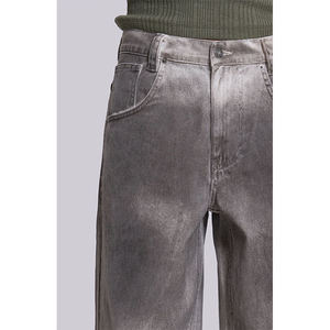 Top show di alta qualità fango sporco lavare <span class=keywords><strong>Jeans</strong></span> Street Wear Vintage dritti <span class=keywords><strong>grigio</strong></span> Denim pantaloni Skate <span class=keywords><strong>Jeans</strong></span> larghi per gli uomini - Product Image 3