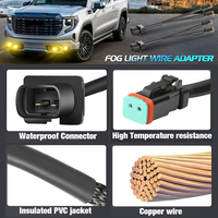 2 pièces, faisceau de câblage de phare antibrouillard OE pour voiture, capacité de puissance 120W, prise H16 vers connecteur DT, pour Jeep JK 07-24