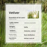 Huile Essentielle de Vétiver Indien Biologique Distillée de Haute Qualité pour l'Aromathérapie et les Soins de la Peau - Matière Première en Gros - Échantillon