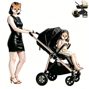 Siège <span class=keywords><strong>auto</strong></span> et poussette 2 en 1 compact pliable en alliage d'aluminium avec châssis blanc mat doré argenté de luxe personnalisé - Product Image 1