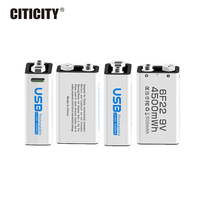 CITICITY Baterai Isi Ulang Li-ion 9V 4-Pack 9V 400mAh 1200 siklus Untuk Detektor Alarm Asap Daya Tahan Siklus Panjang