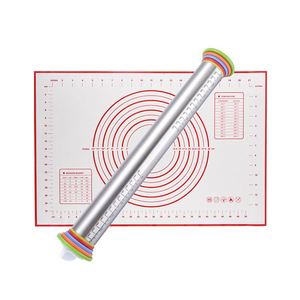 Rouleau à pâtisserie en acier inoxydable avec logo personnalisé, épaisseur réglable, pour usage domestique, avec tapis en silicone pour la pâtisserie - Product Image 6