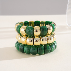 Ensemble de 3 bracelets extensibles de luxe en alliage de métaux précieux, forme de boule, pour homme et femme, cadeau d'anniversaire de mariage - Product Image 4
