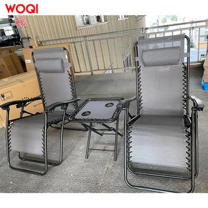 Chaise de camping pliable Woqi, structure en acier, hauteur réglable, chaise de jardin noire L112xH92xW50cm - Product Image 1
